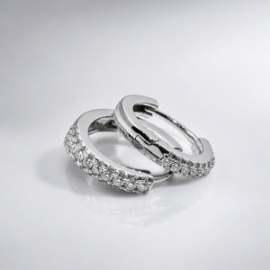 silver zirconia huggie earrings